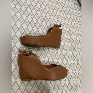 Brown Leather Wedges